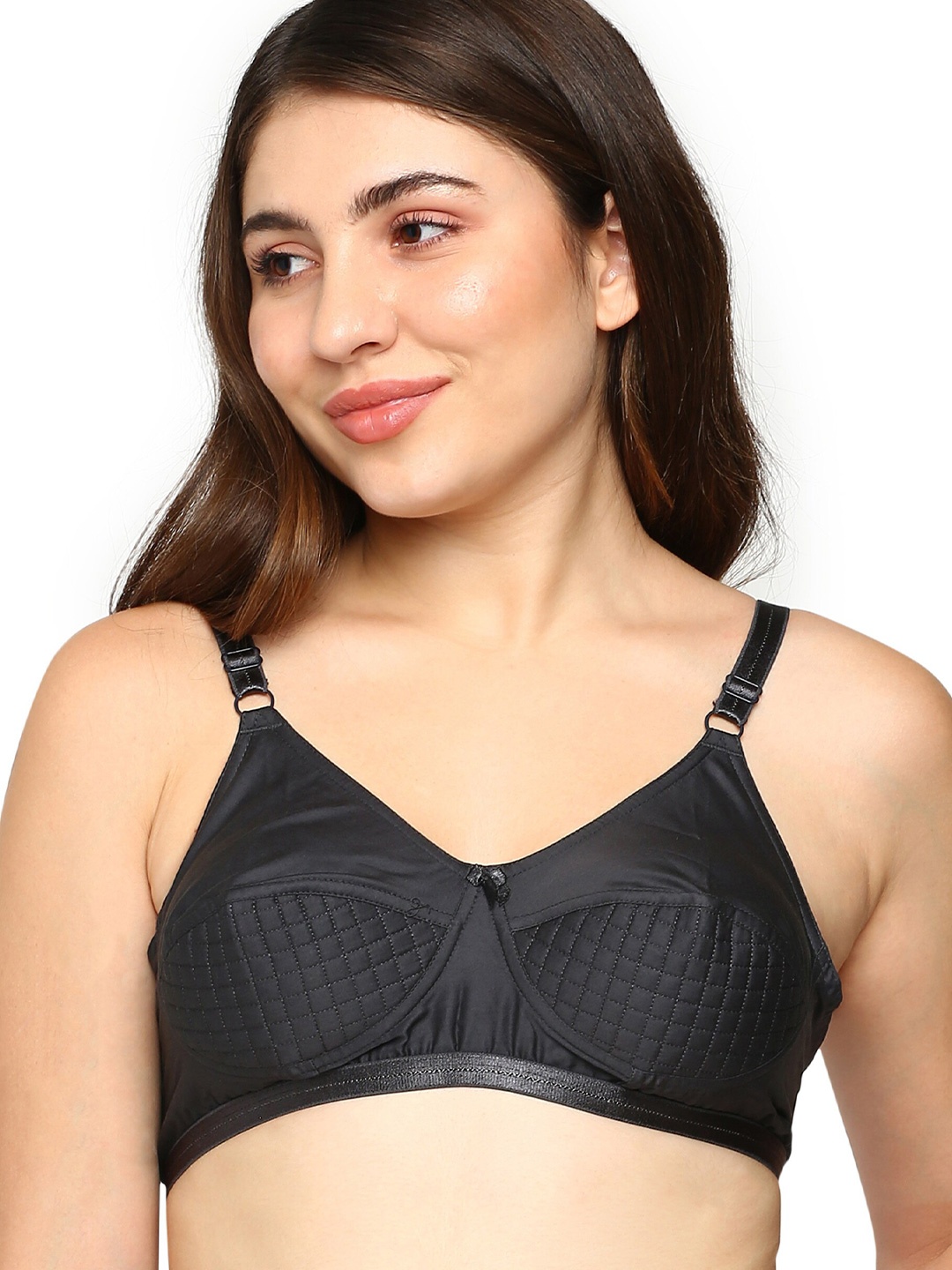 

BLOSSOM Pure Cotton Everyday Bra - Full Coverage Lightly Padded, Black