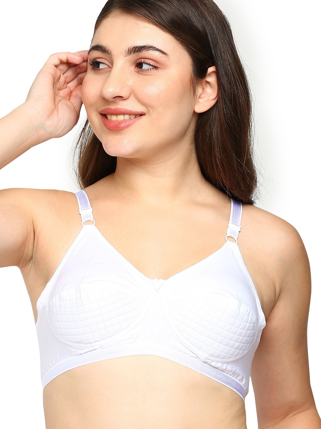 

BLOSSOM Pure Cotton Everyday Bra - Full Coverage Lightly Padded, White