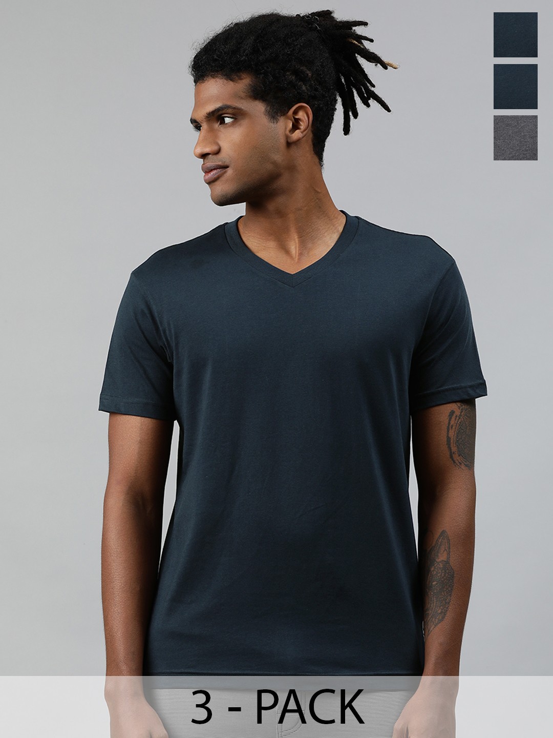 

Levis Pack Of 3 V-Neck Short Sleeves Cotton T-Shirts, Navy blue