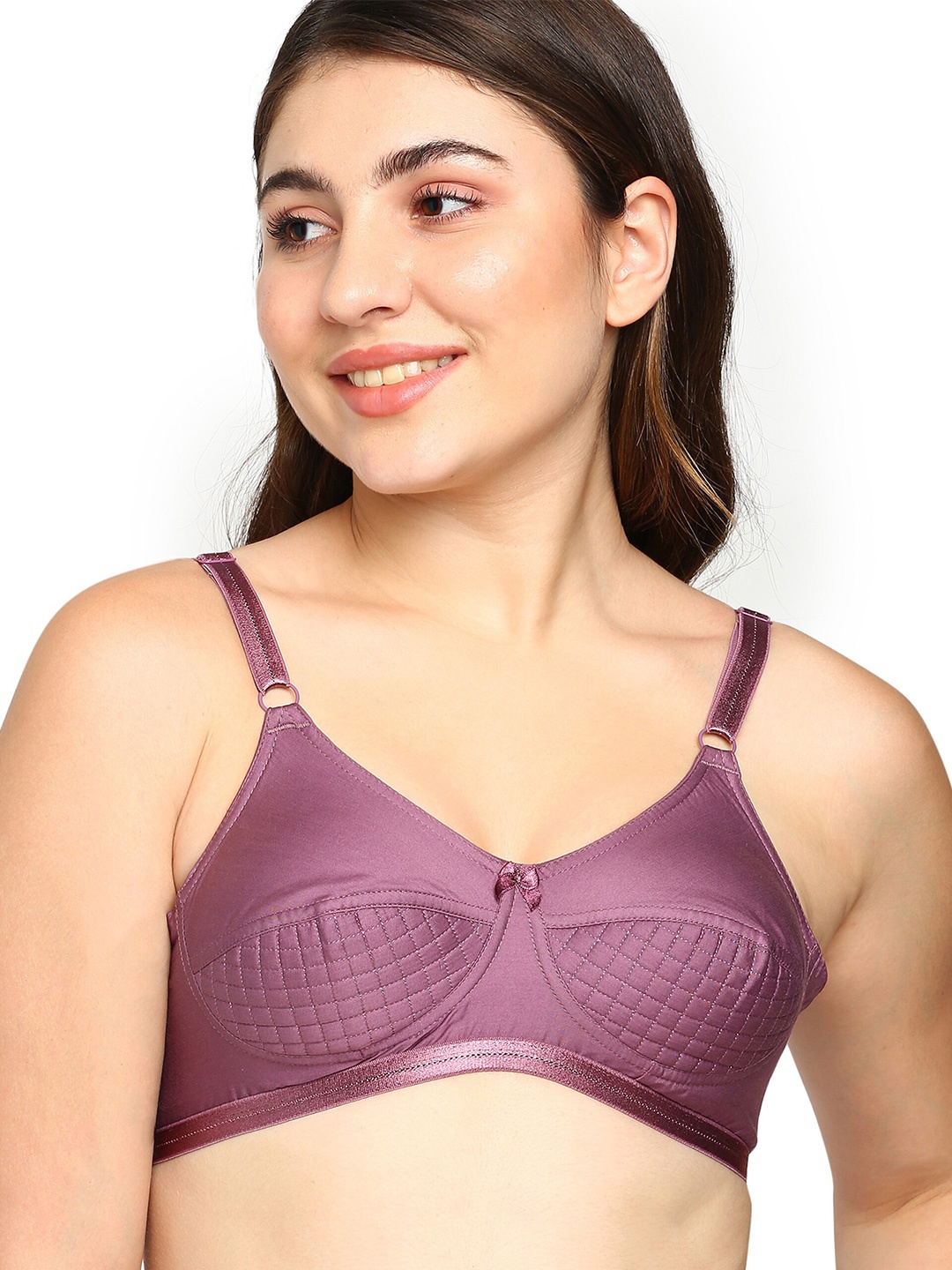 

BLOSSOM Geometric Pure Cotton Everyday Bra - Full Coverage Lightly Padded, Mauve