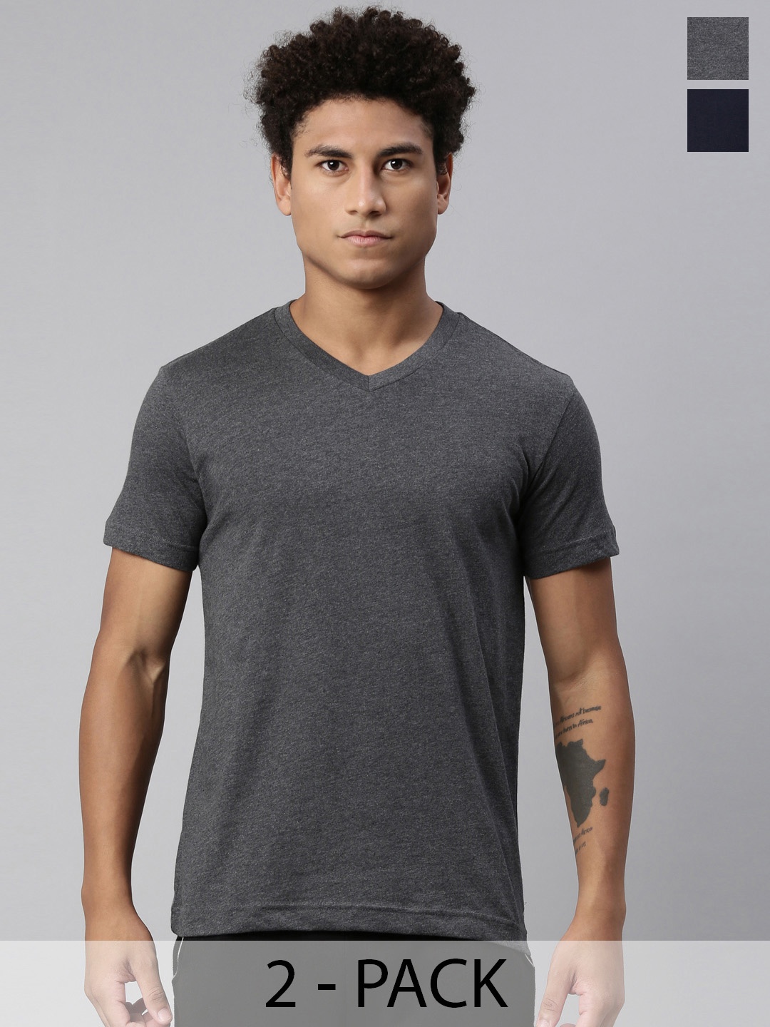 

Levis Pack Of 2 V-Neck Short Sleeves Cotton T-Shirts, Charcoal
