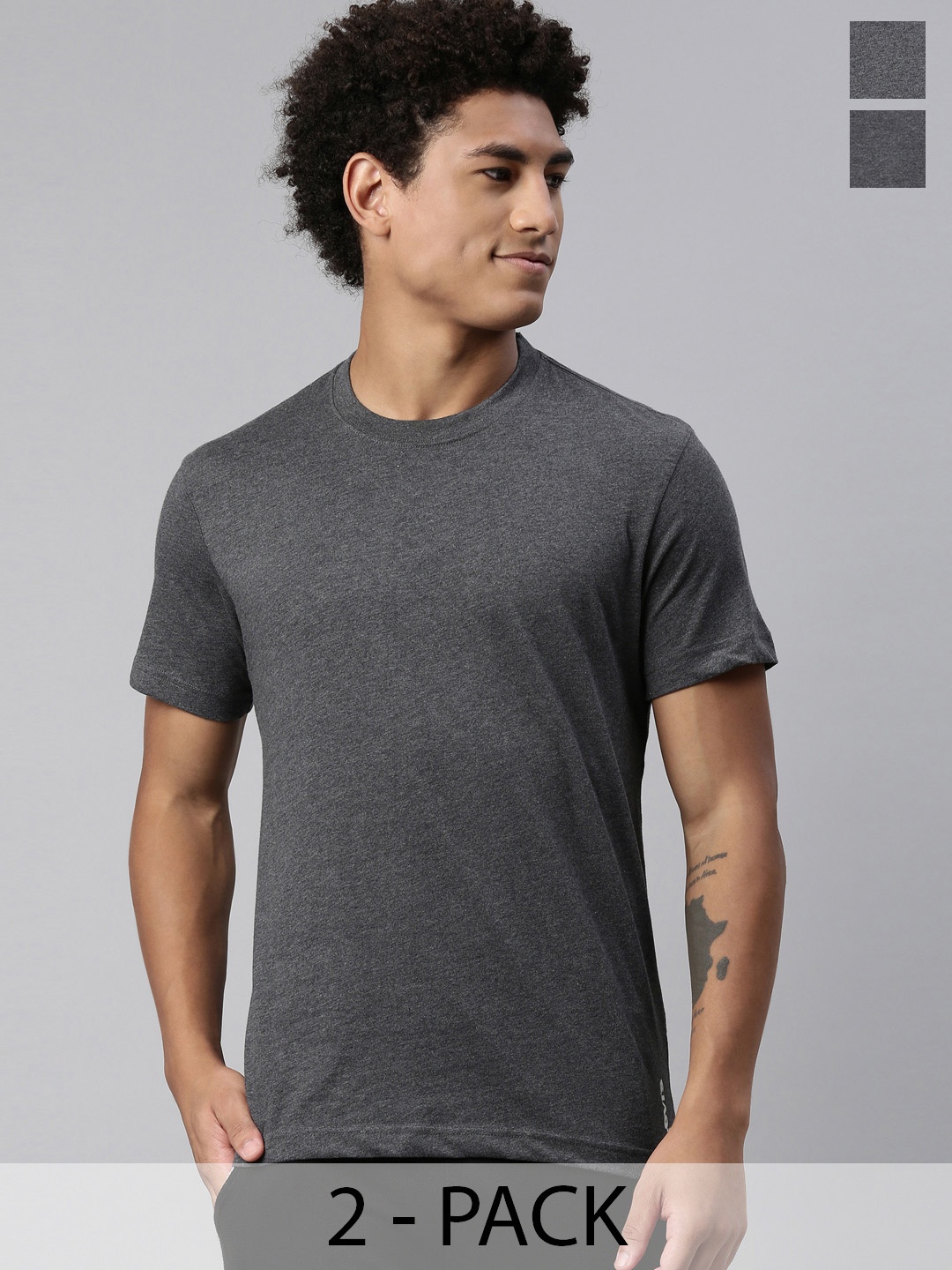 

Levis Pack Of 2 Round Neck Short Sleeves Cotton T-Shirts, Charcoal