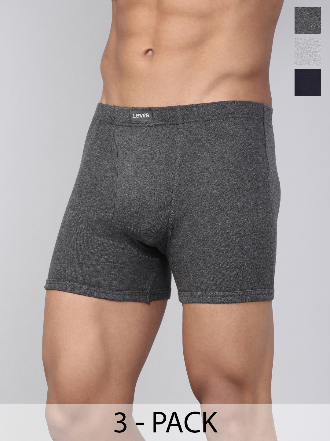 

Levis Pack Of 3 Mid-Rise Cotton Trunks 9261047-1-12032628, Grey melange