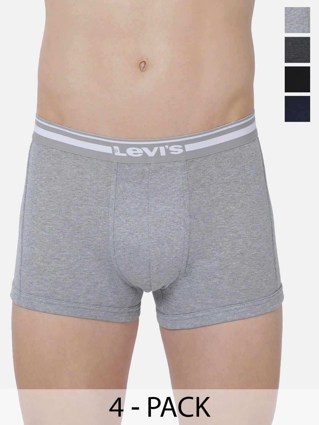 

Levis Pack Of 4 Mid-Rise Cotton Trunks 9261327-1-9261049, Grey melange