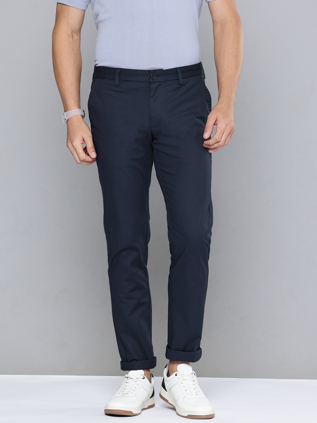 

Indian Terrain Men Brooklyn Slim Fit Chinos Trousers, Navy blue