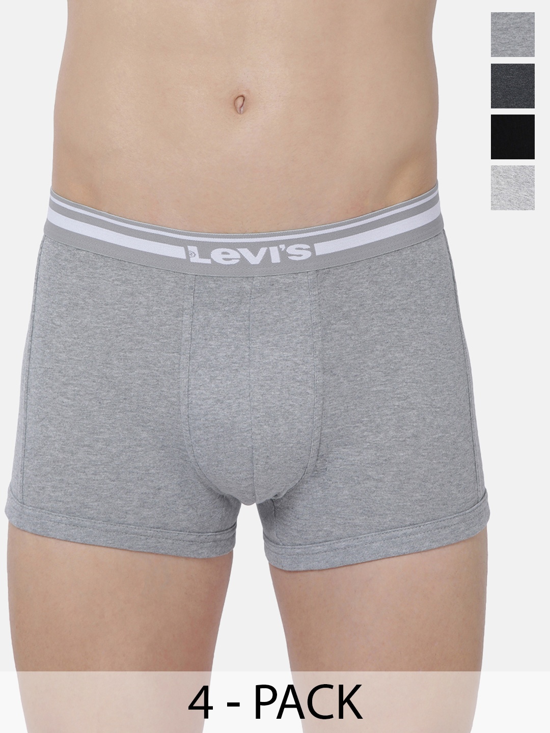 

Levis Pack Of 4 Mid-Rise Cotton Trunks 9261119-1-9261327, Grey melange