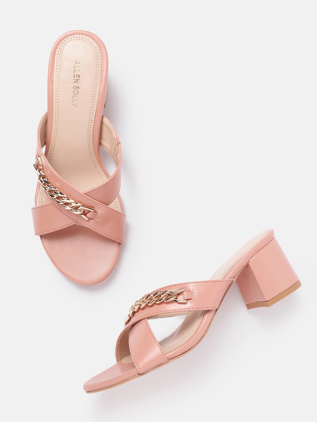 

Allen Solly Open Toe Chain Detail Block Heels, Pink