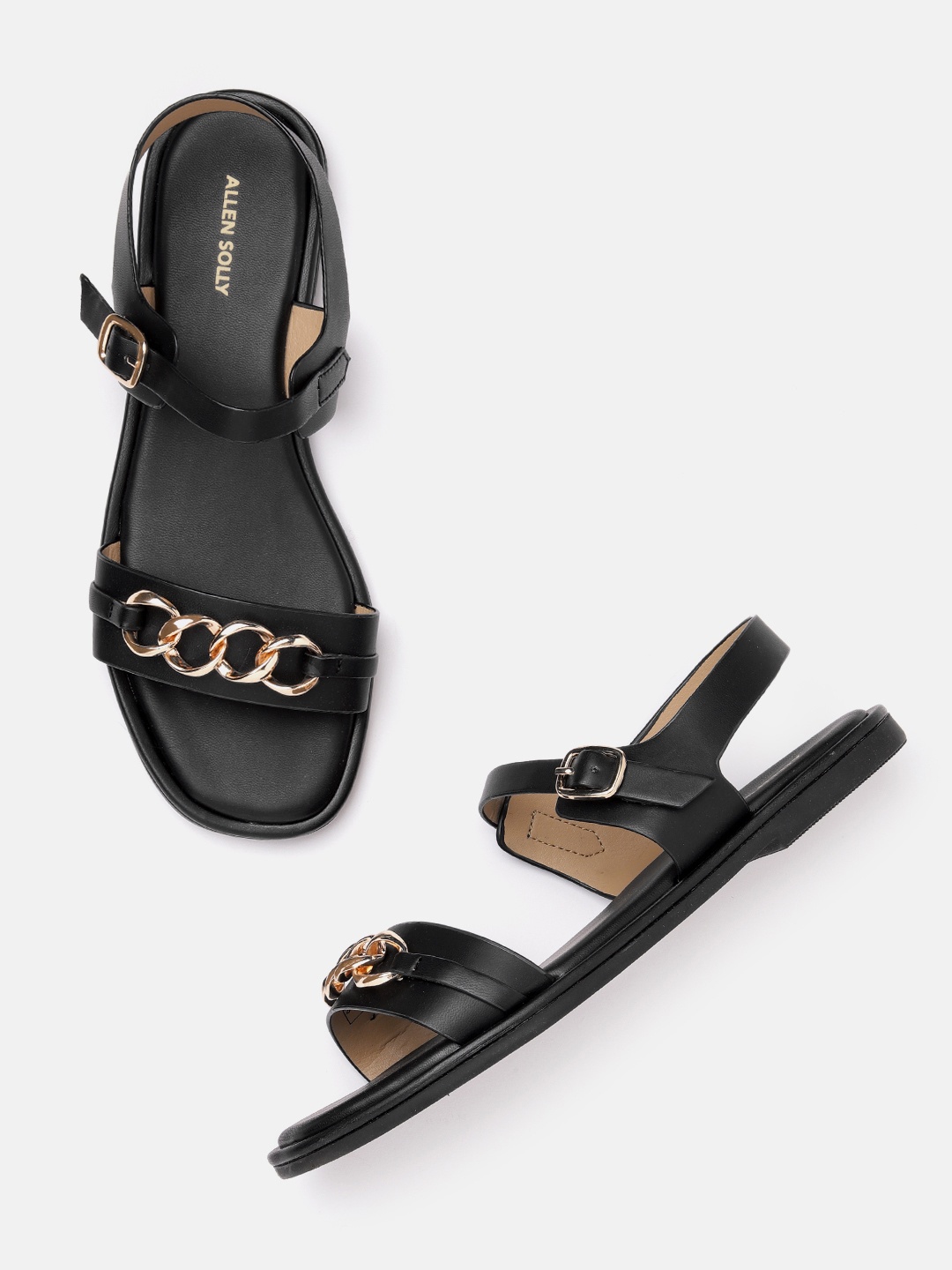

Allen Solly Women Chain Detail Open Toe Flats, Black