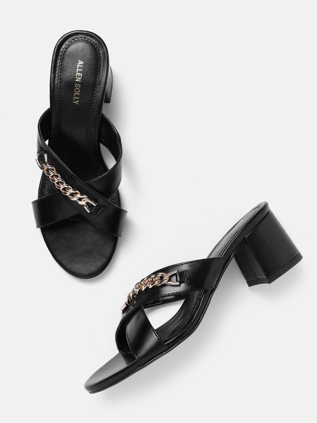 

Allen Solly Open Toe Chain Detail Block Heels, Black