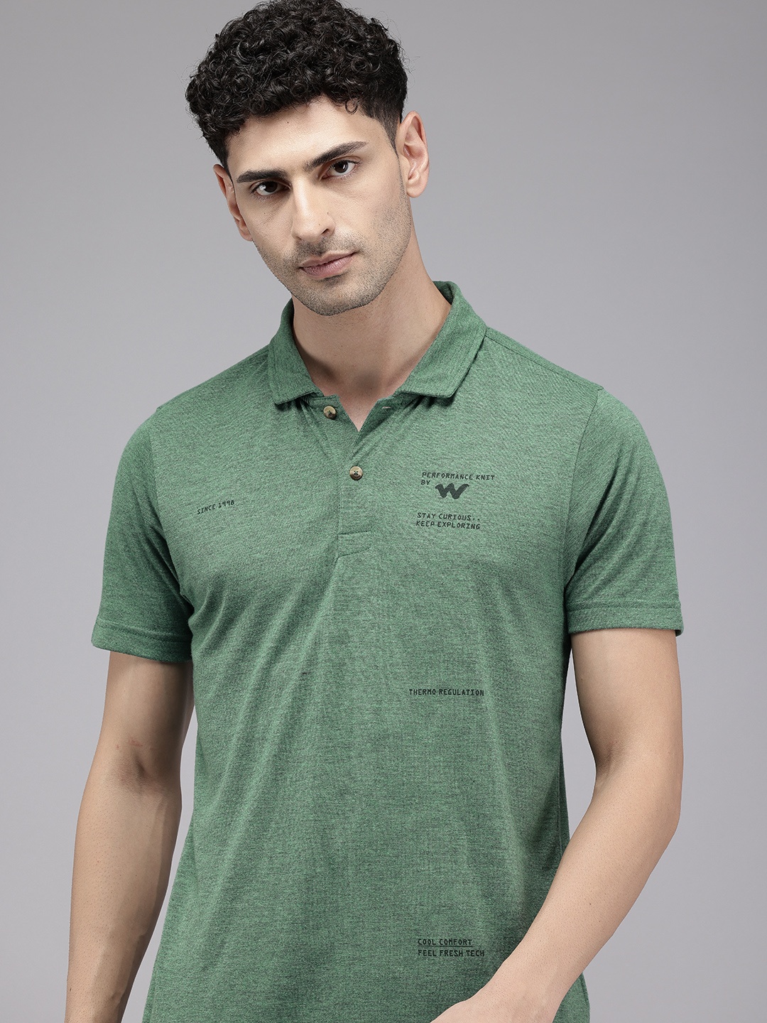 

Wildcraft Typography Printed Polo Collar Anti Odour Sports T-shirt, Green