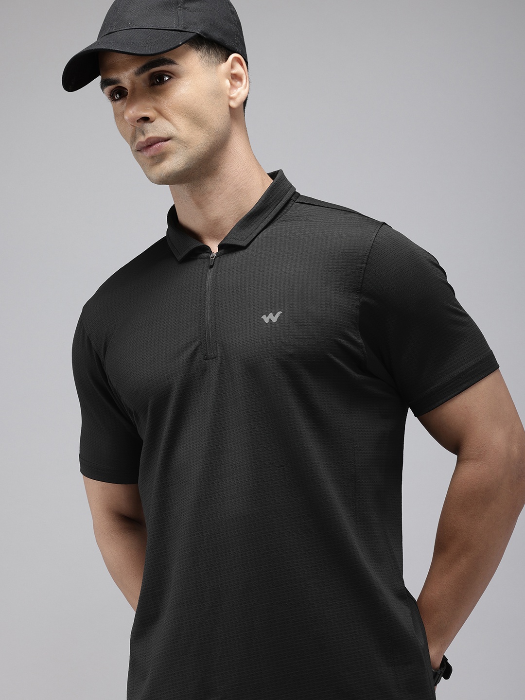 

Wildcraft Self Design Polo Collar Sports T-shirt, Black