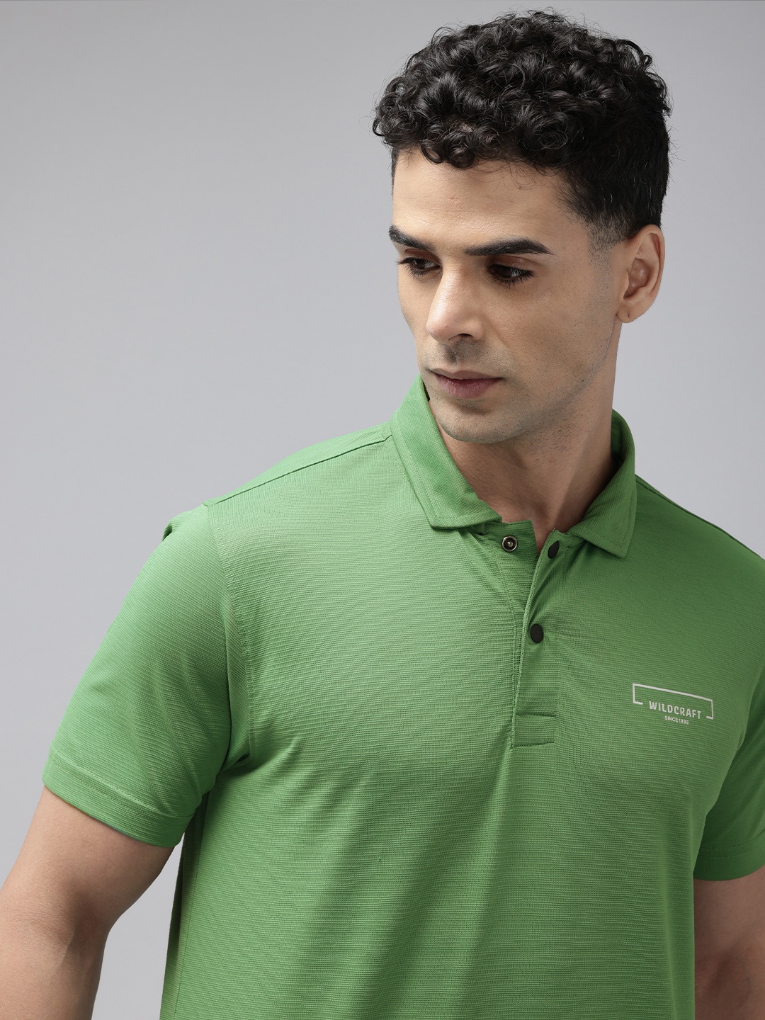 

Wildcraft Self Striped Polo Collar Sports T-shirt, Green