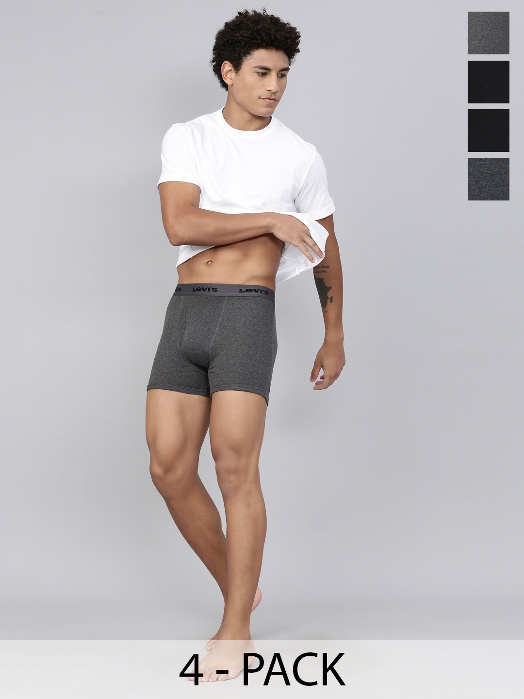 

Levis Pack Of 4 Mid-Rise Cotton Trunks 12032658-1-9261237, Charcoal
