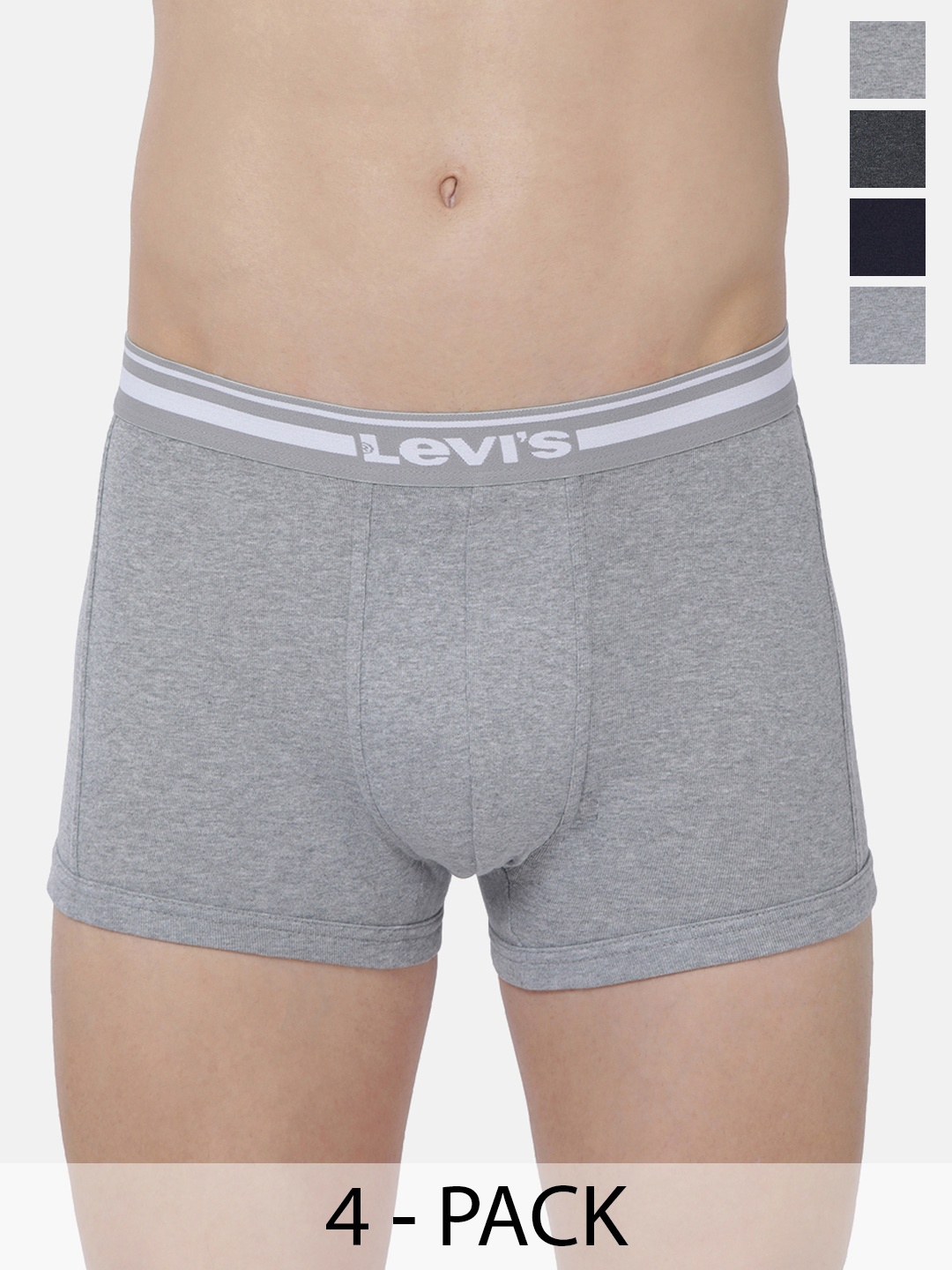 

Levis Pack Of 4 Mid-Rise Cotton Trunks 9261327-1-9261259, Grey melange