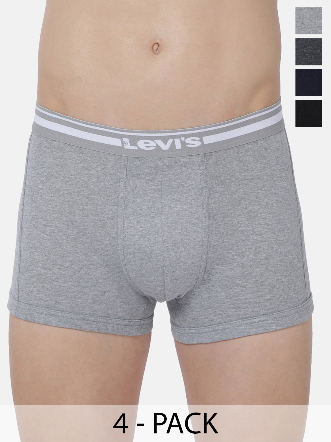 

Levis Pack Of 4 Mid-Rise Cotton Trunks 9261327-1-12032634, Grey melange