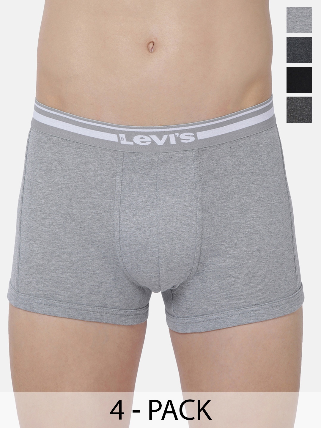 

Levis Pack Of 4 Mid-Rise Cotton Trunks 9261327-1-12032658, Grey melange