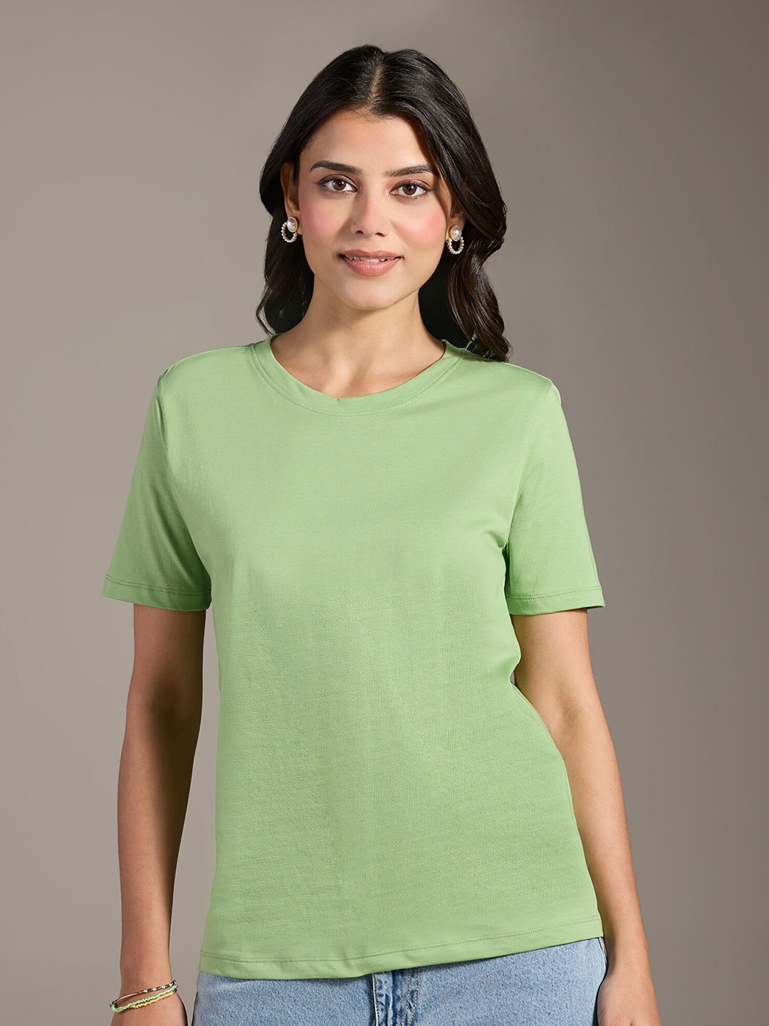 

20Dresses Green Round Neck Short Sleeves Cotton Tshirt