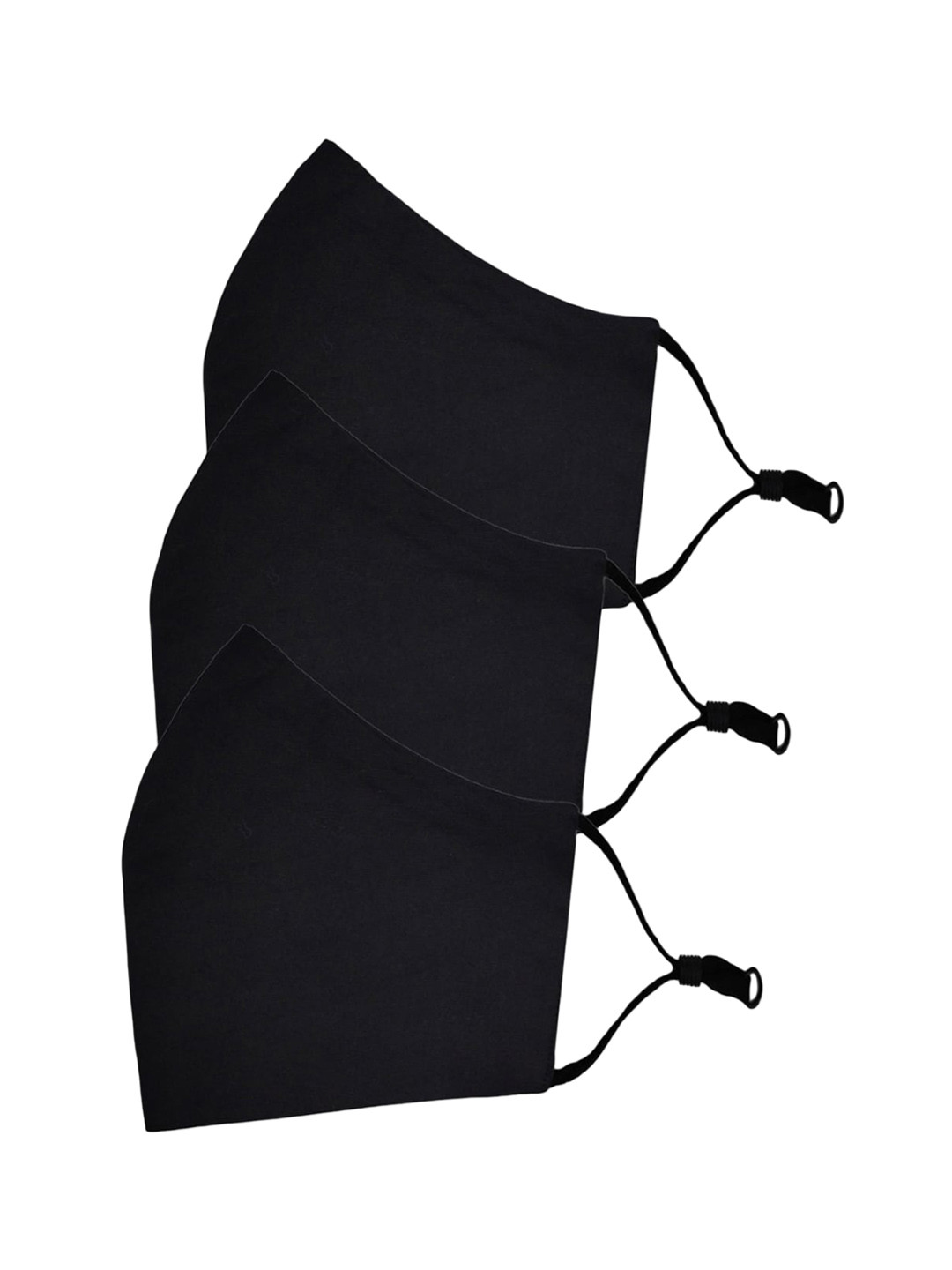 

LastInch Pack Of 3 Washable Organic Cotton Outdoor Masks, Black