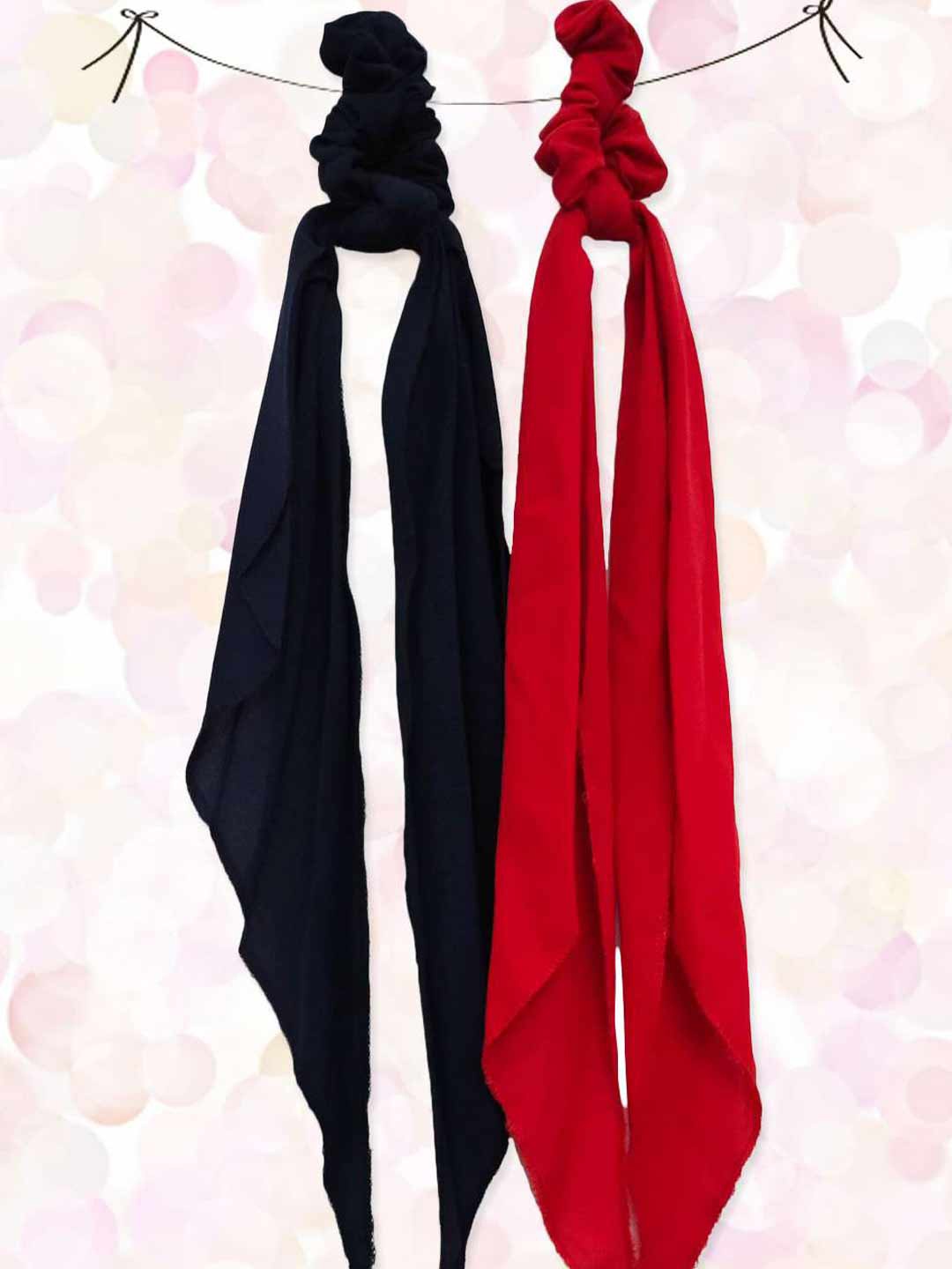 

LastInch Women Set Of 2 Ponytail Holders, Red