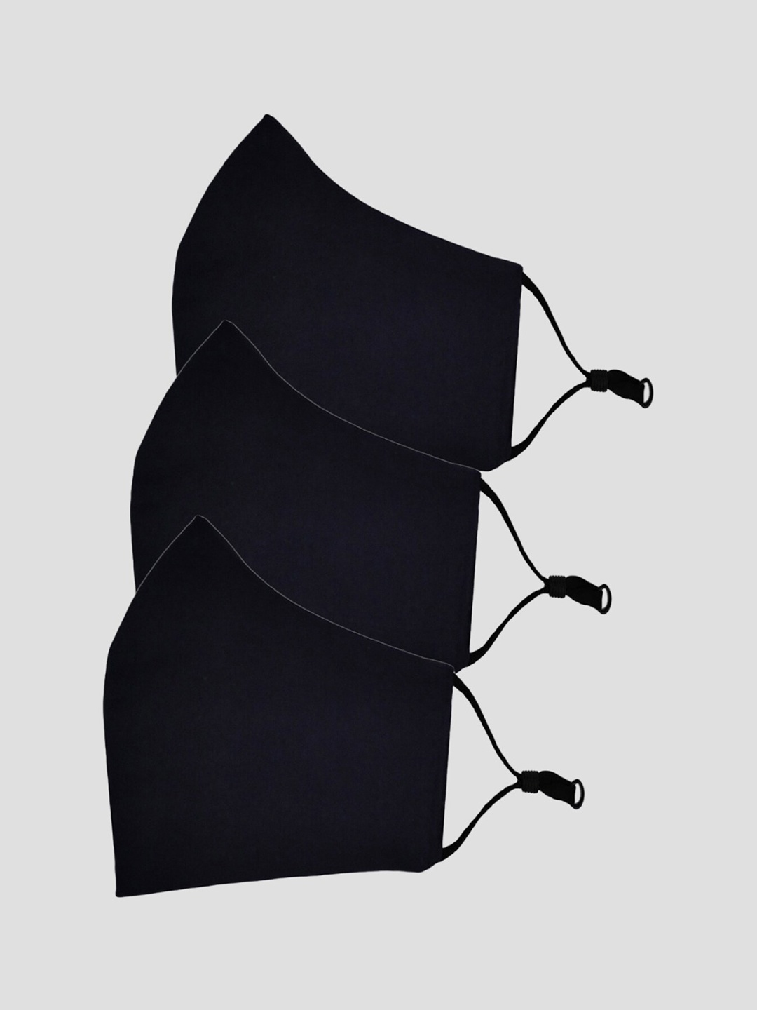

LastInch Pack Of 3 Washable Organic Cotton Outdoor Masks, Navy blue
