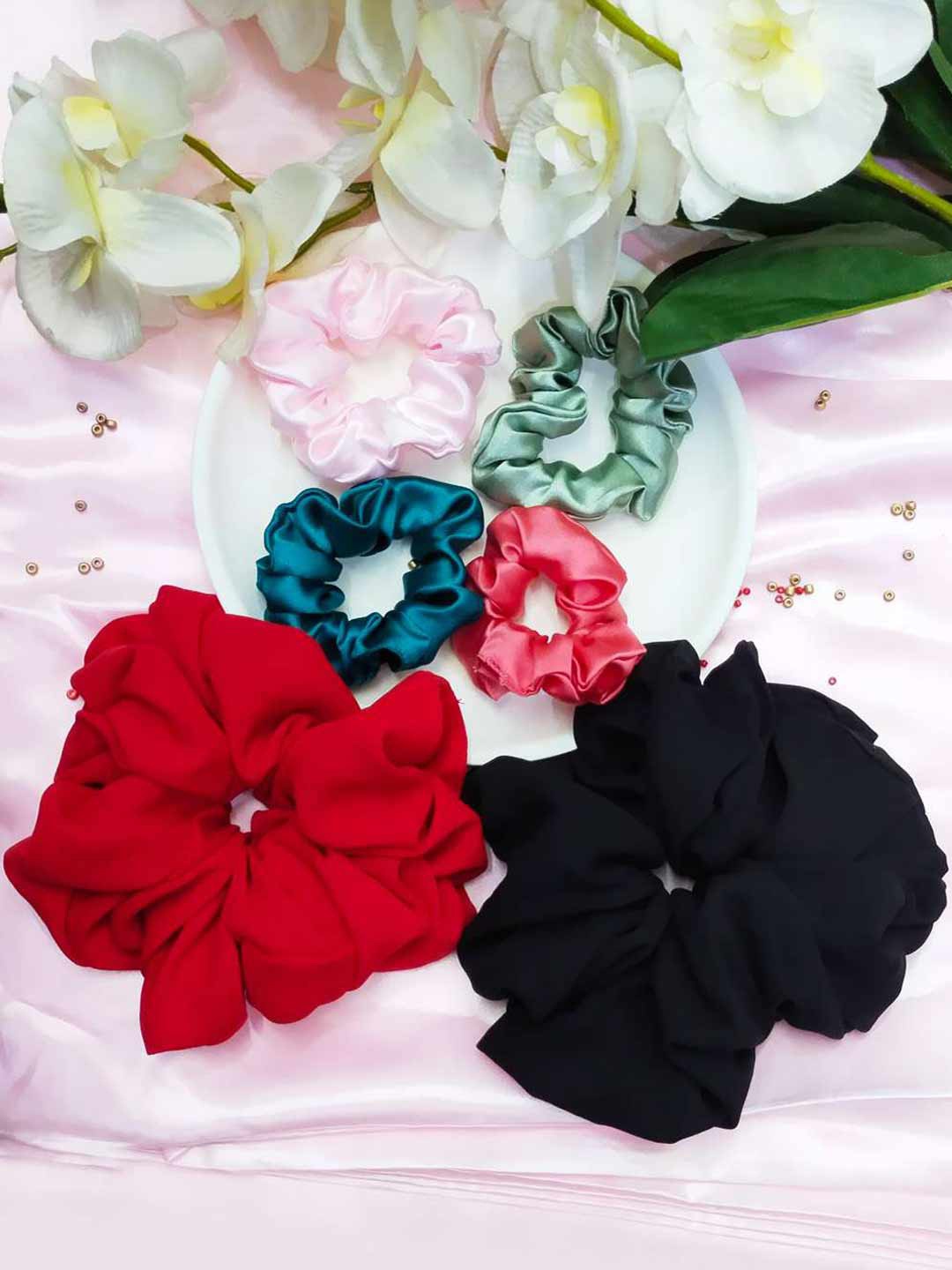 

LastInch Women Set Of 6 Ponytail Holders, Red