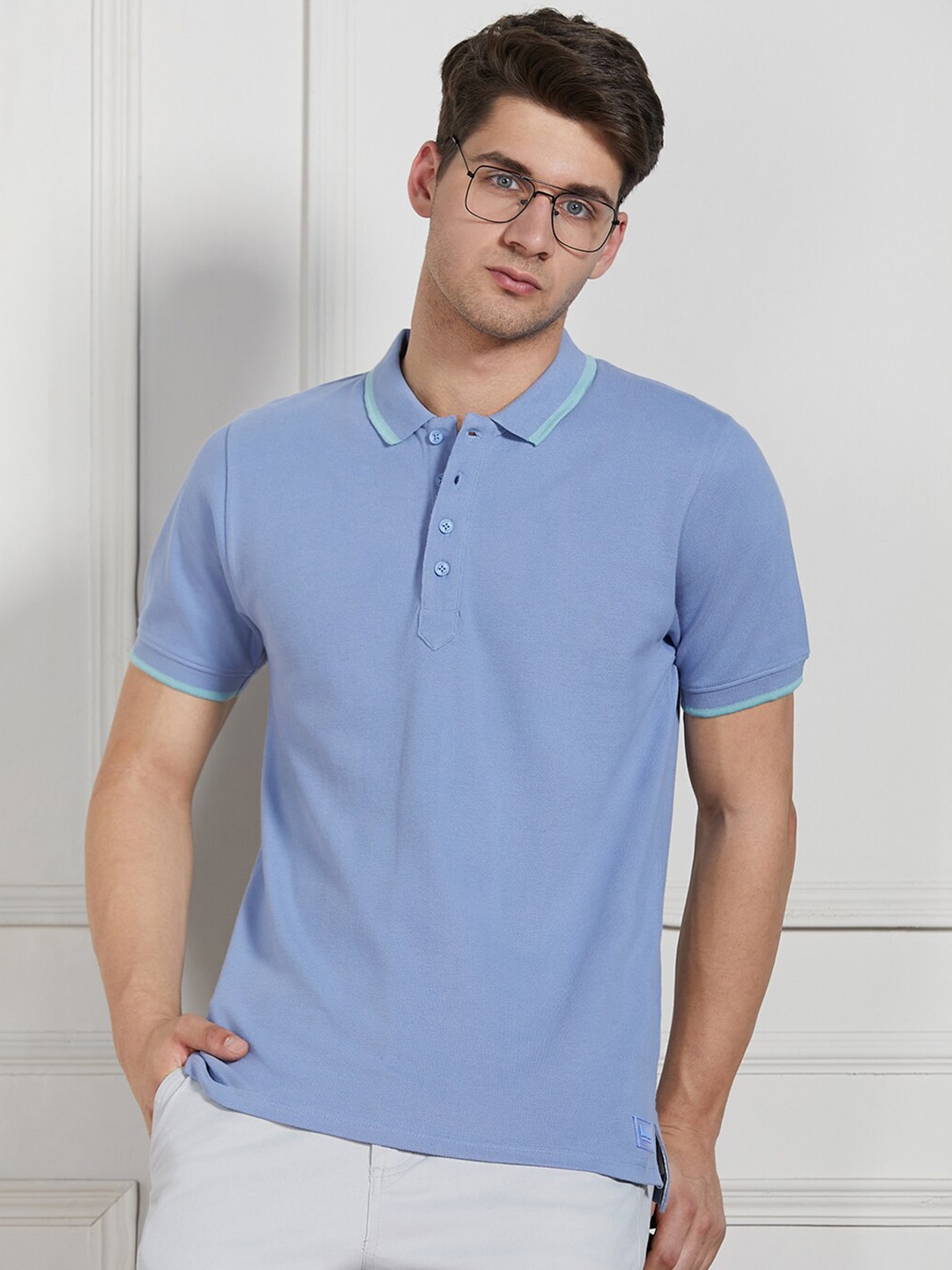 

Dennis Lingo Polo Collar Short Sleeves Cotton T-shirt, Blue