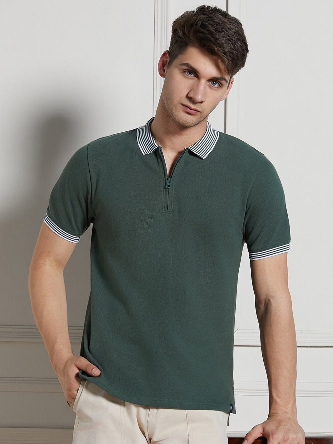 

Dennis Lingo Polo Collar Regular Fit Cotton T-shirt, Green