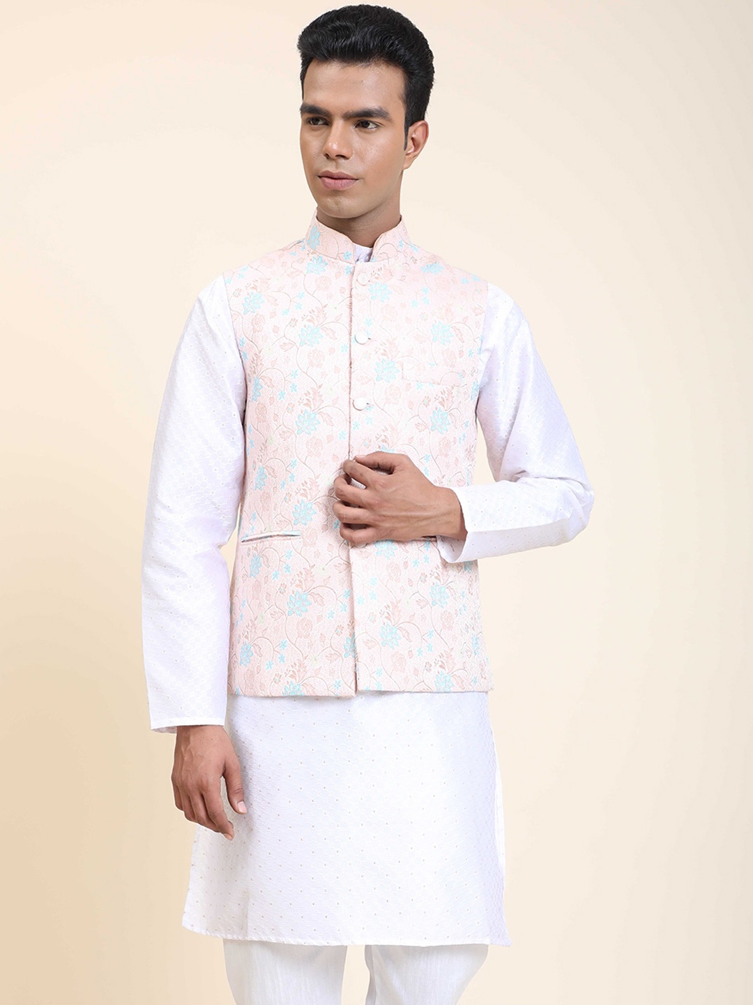 

Aanys Culture Digital Printed Sleeveless Nehru Jacket, Pink