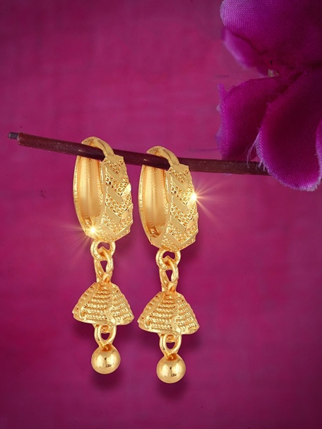 

Vighnaharta Gold-Plated Contemporary Hoop Earrings