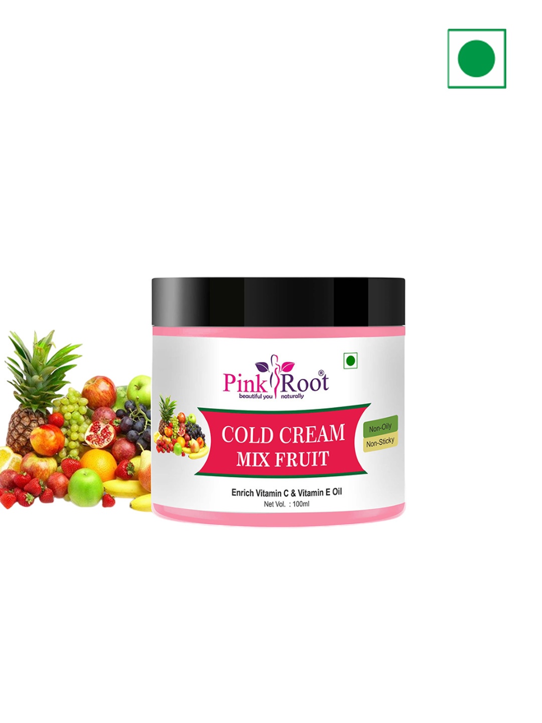 

Pink Root Mix Fruit Cold Cream with Vitamins C & E Oil - 100 ml, White