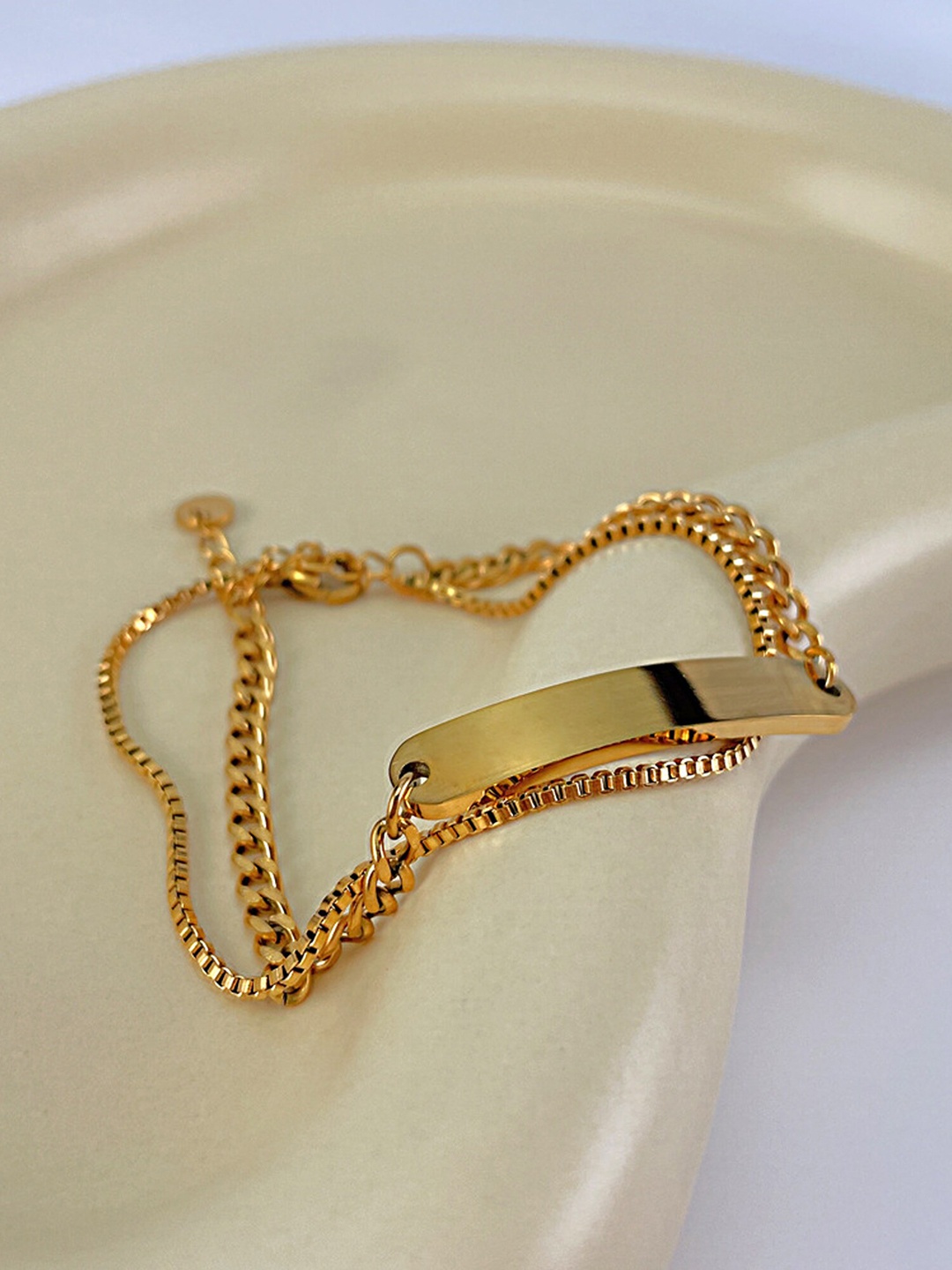 

Fashion Frill Gold-Plated Stainless Steel Link Bracelet