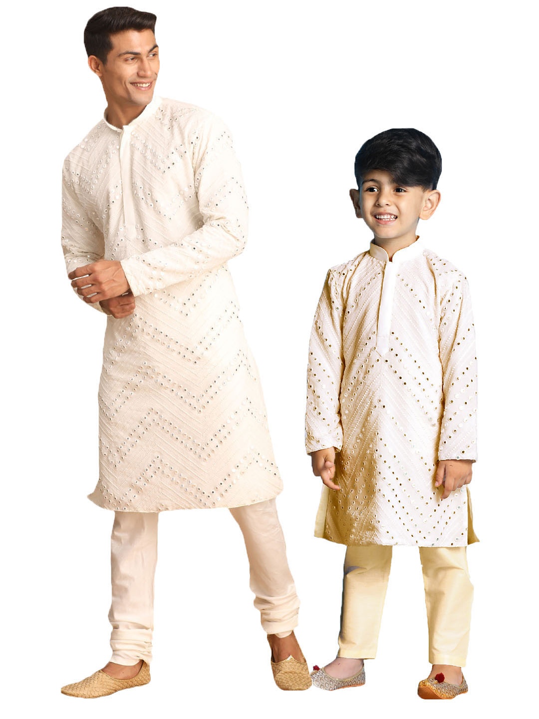 

VASTRAMAY Boys Embroidered Regular Mirror Work Kurta & Pyjamas, White