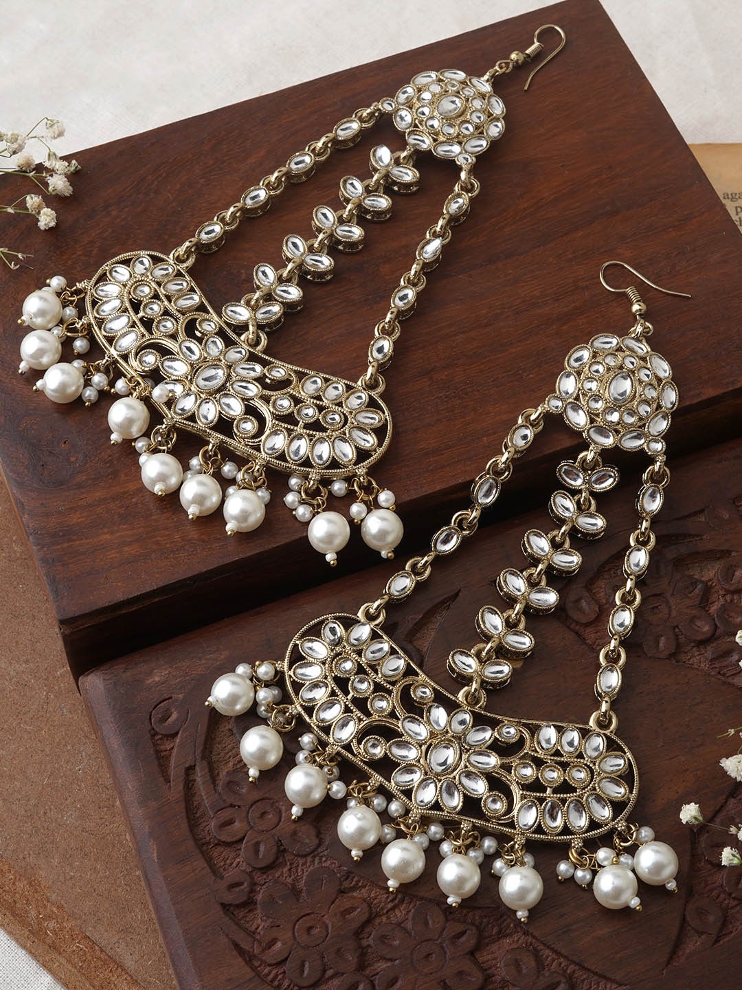 

TEEJH Gold Plated Contemporary Jhumkas, White