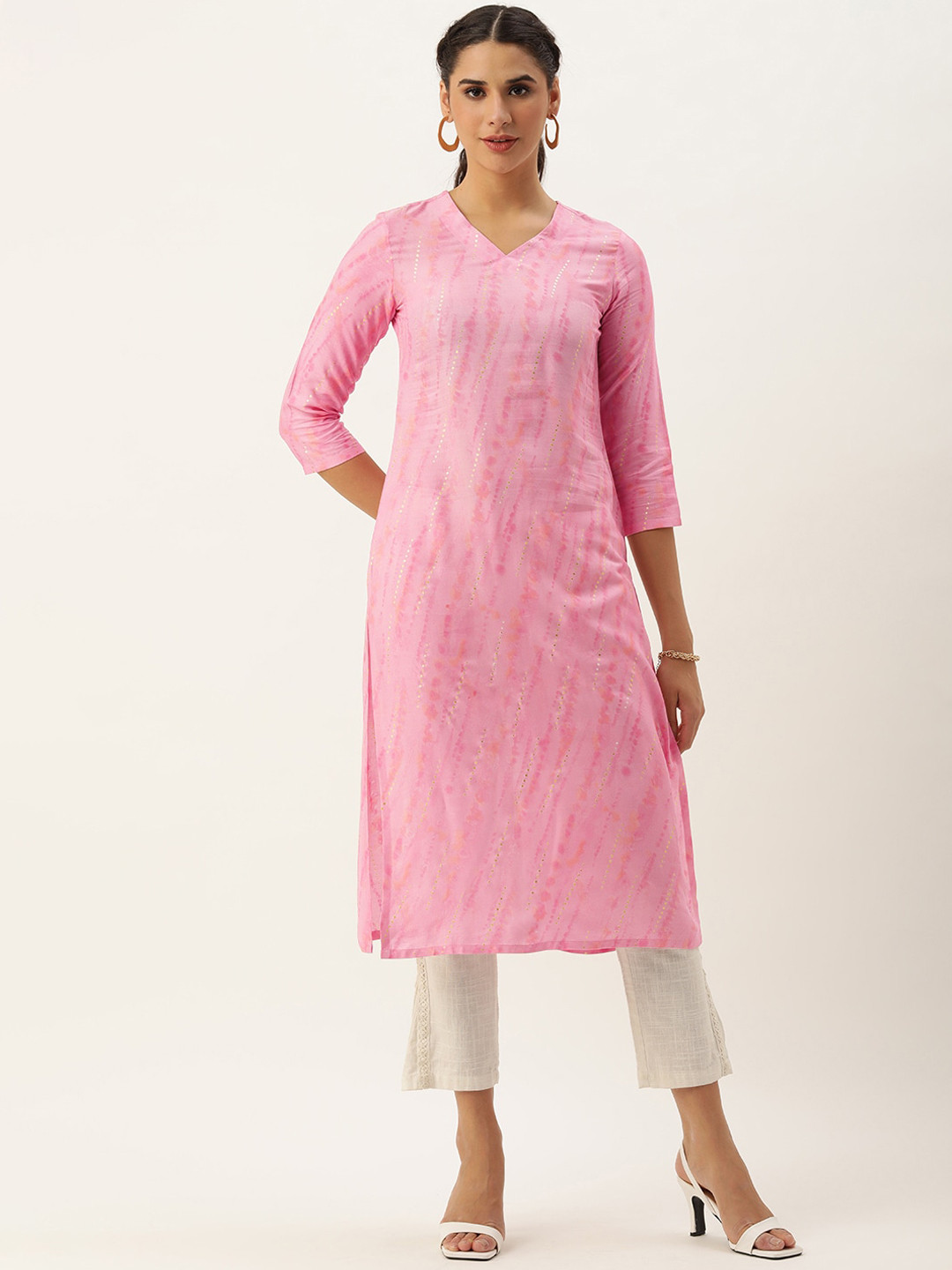 

HRITIKA Abstract Printed Straight Kurta, Magenta