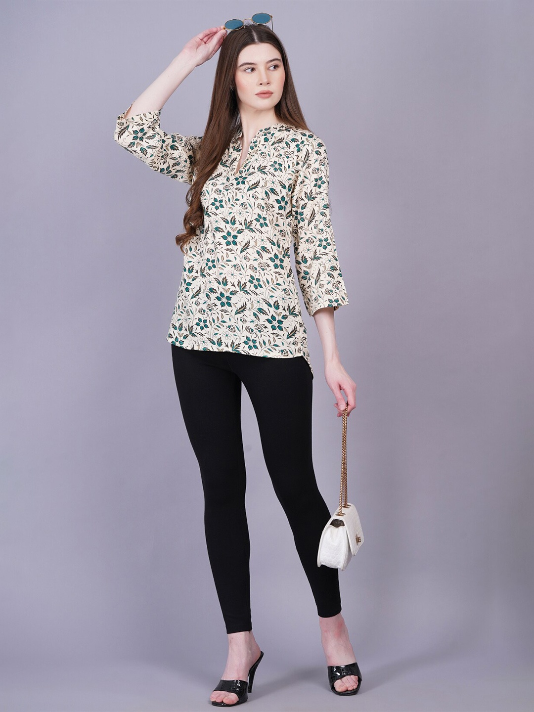 

HIGHLIGHT FASHION EXPORT Floral Printed Top, Green