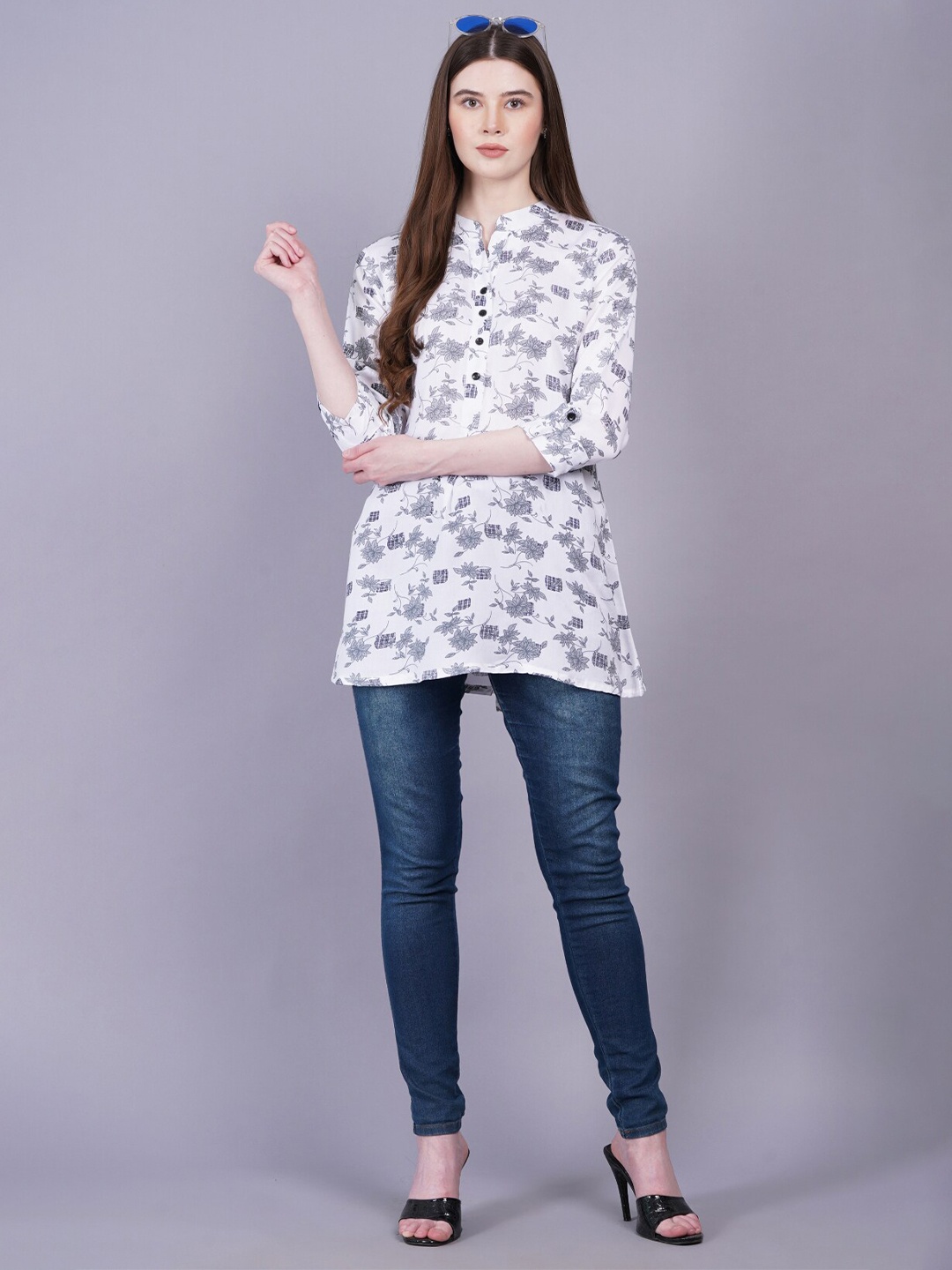 

HIGHLIGHT FASHION EXPORT Floral Printed Top, White