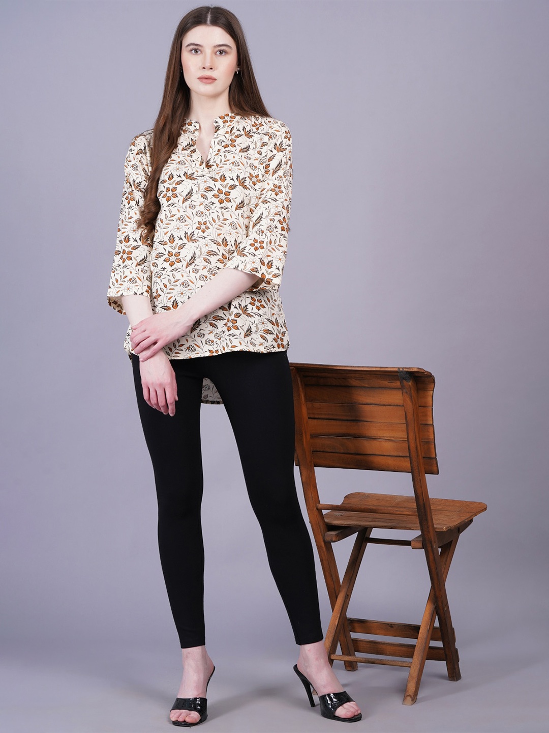 

HIGHLIGHT FASHION EXPORT Floral Printed Top, Brown