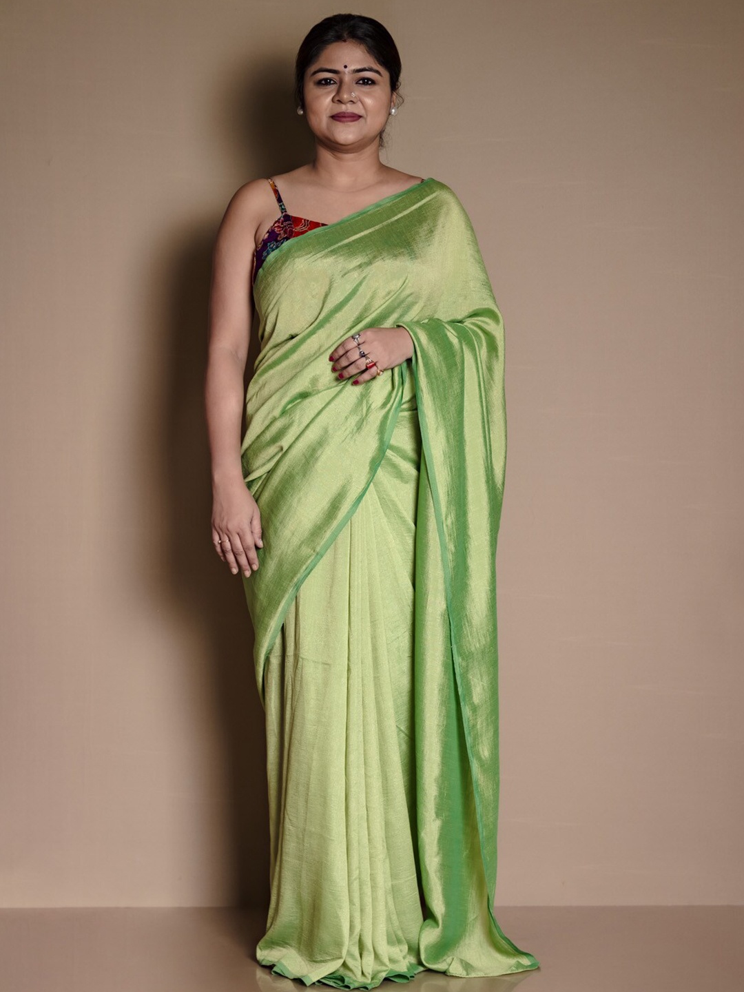 

SARIKA Pure Crushed Chiffon Saree, Green