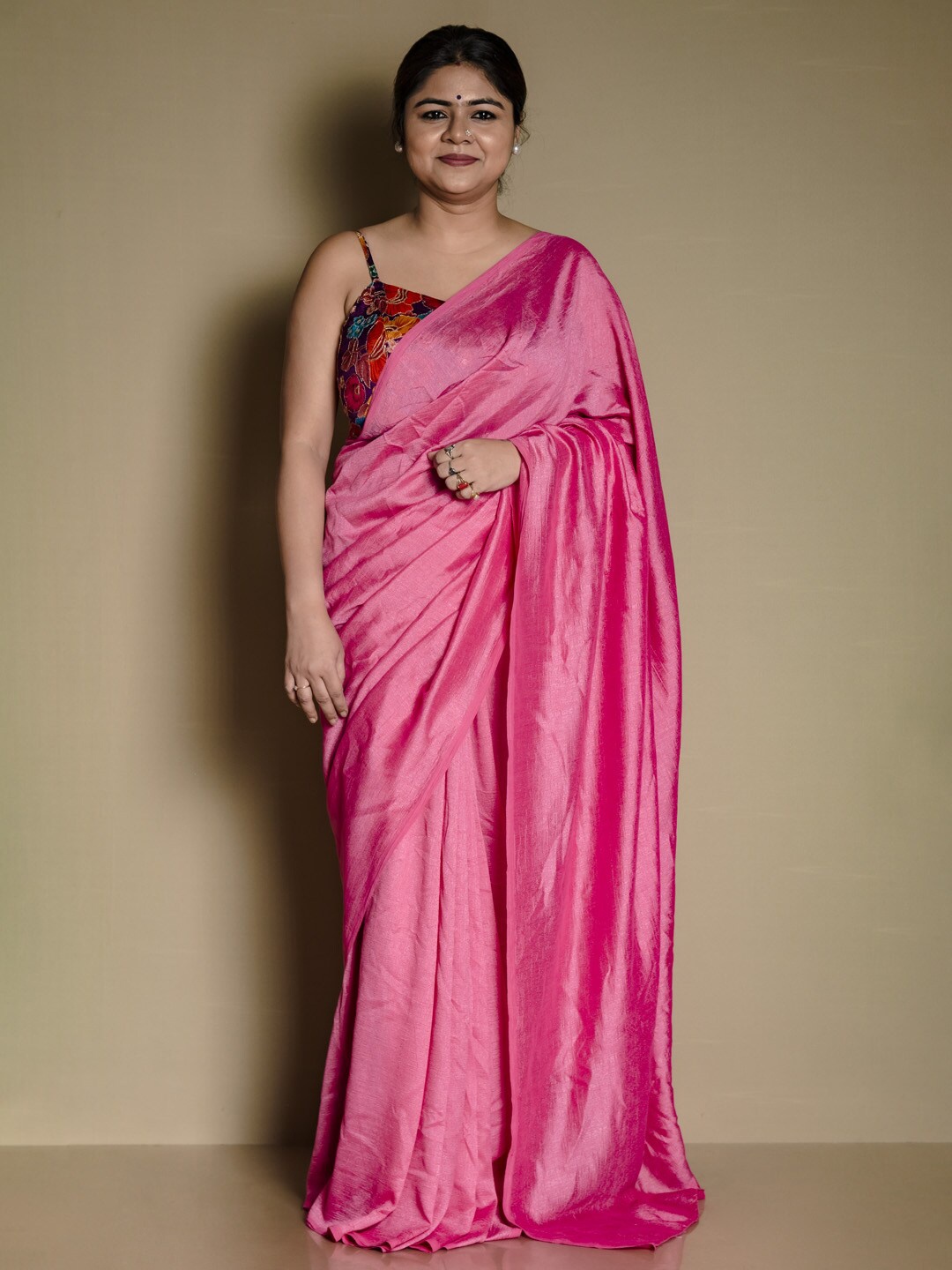

SARIKA Pure Crushed Chiffon Saree, Pink