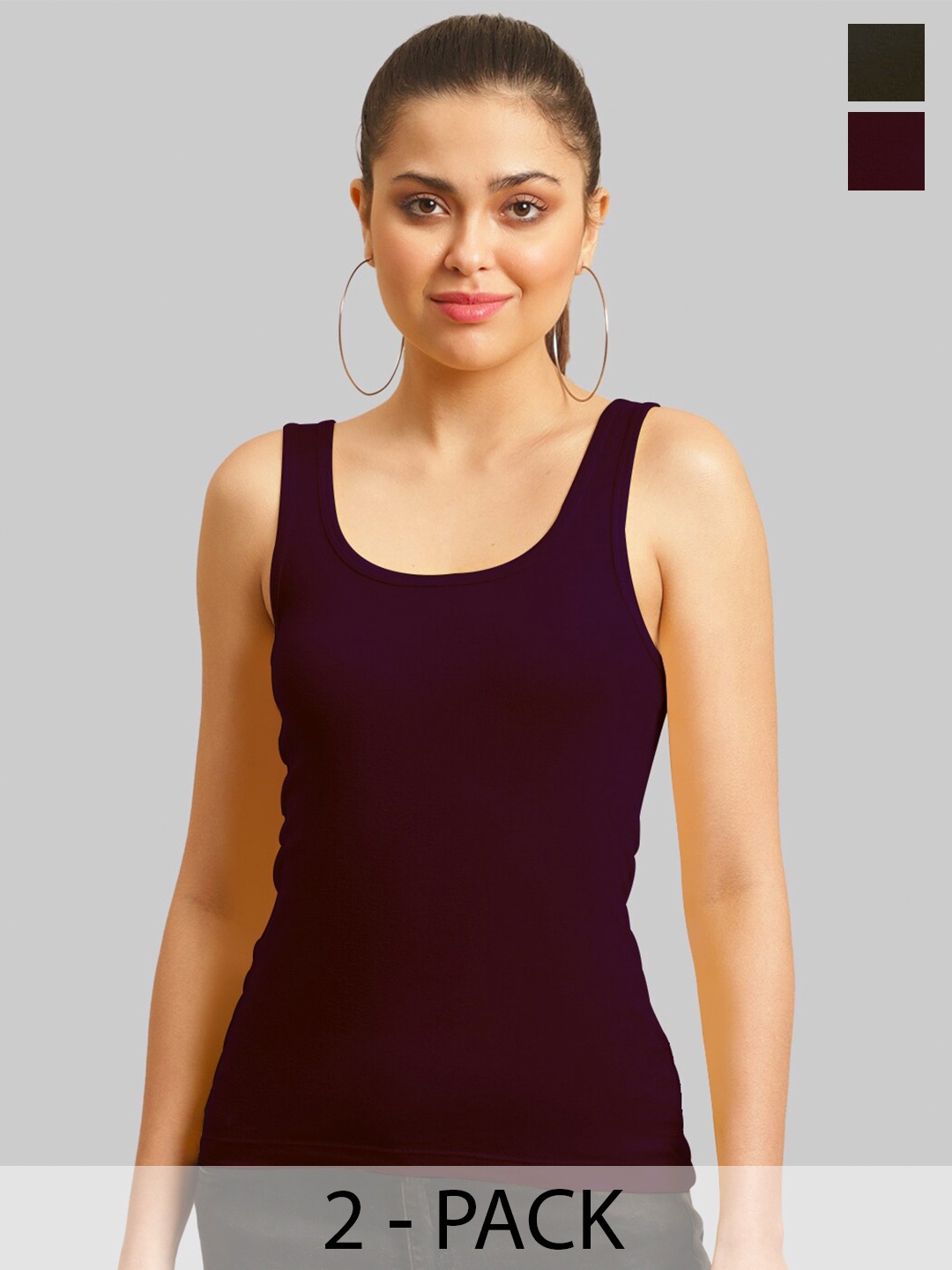 

FBAR Pack of 2 Scoop Neck Skin Friendly Tank Top, Purple