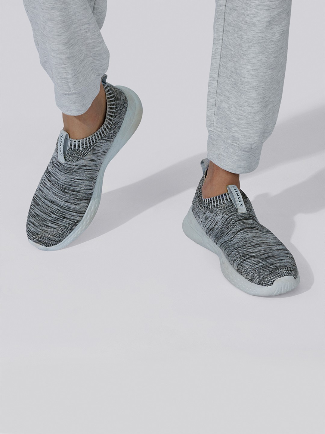 

NEEMANS Men Textured Round Toe Mesh Slip-On Sneakers, Grey