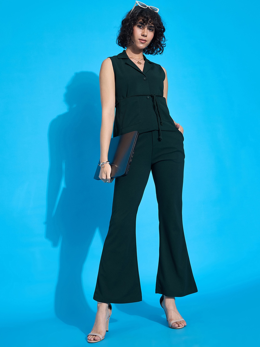 

SASSAFRAS worklyf V-Neck Sleeveless Top And Trouser, Black