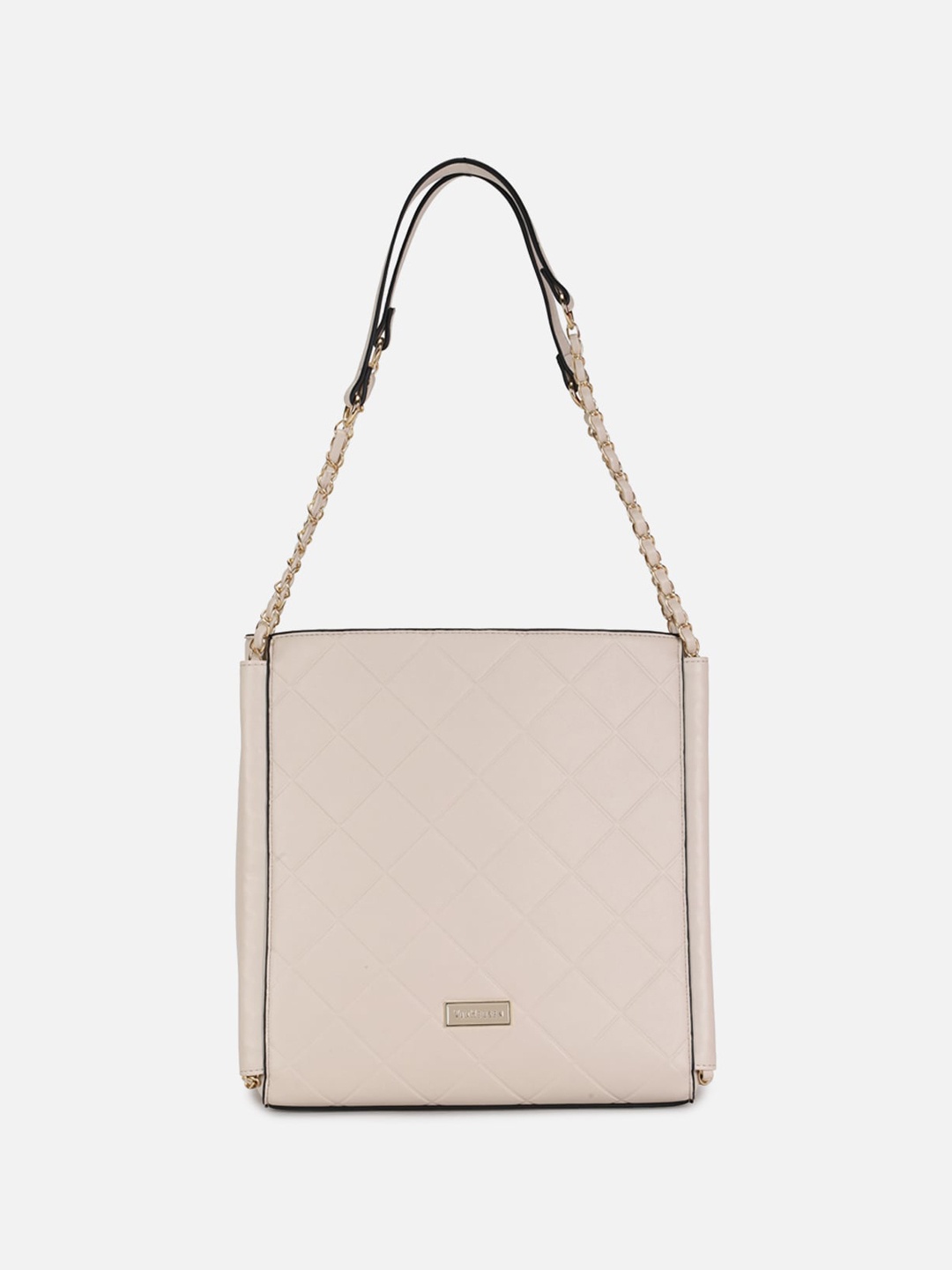 

Van Heusen Woman Textured Oversized Structured Hobo Bag with Quilted, Cream