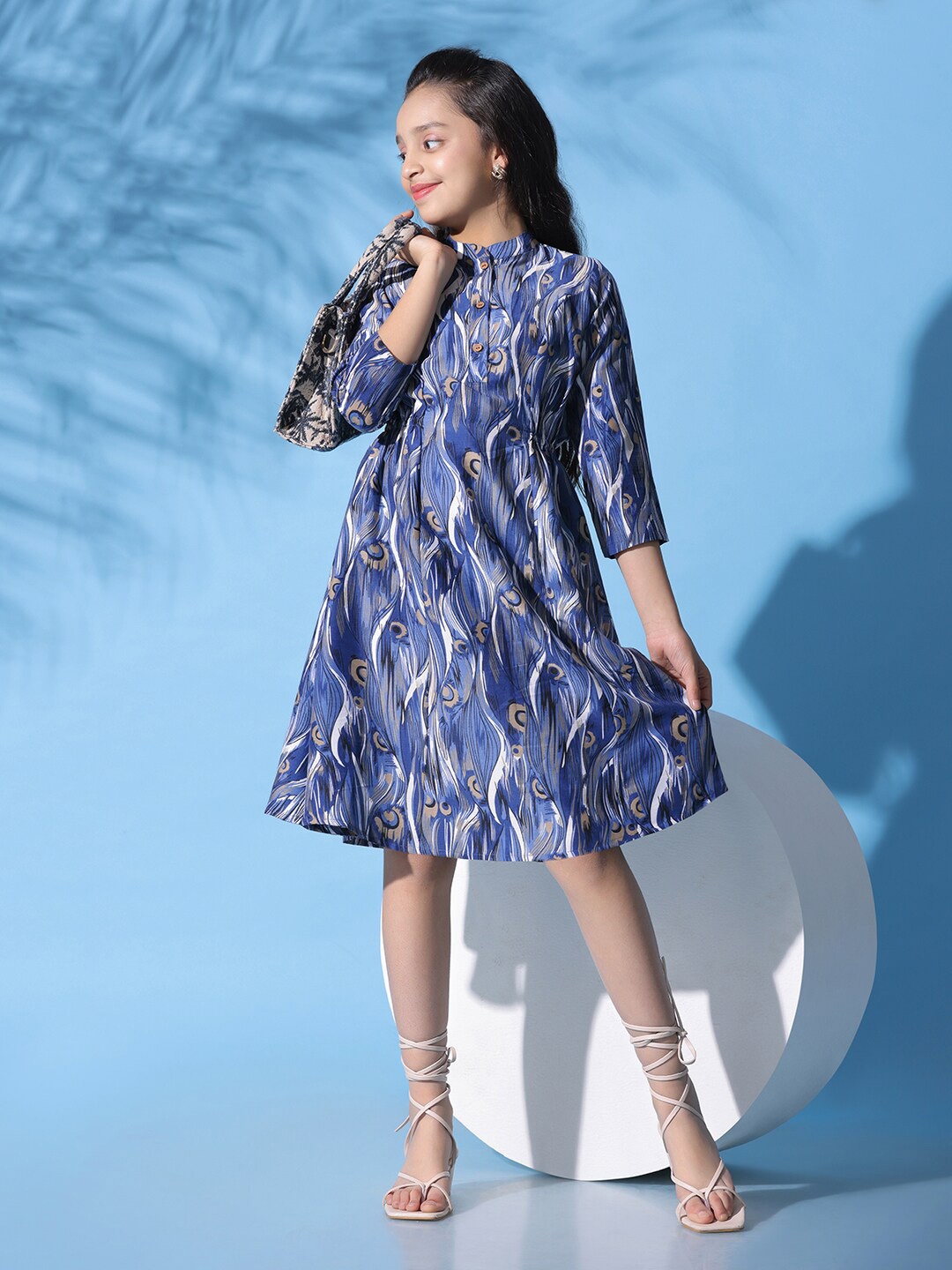 

FASHION DREAM Printed A-Line Dress, Blue