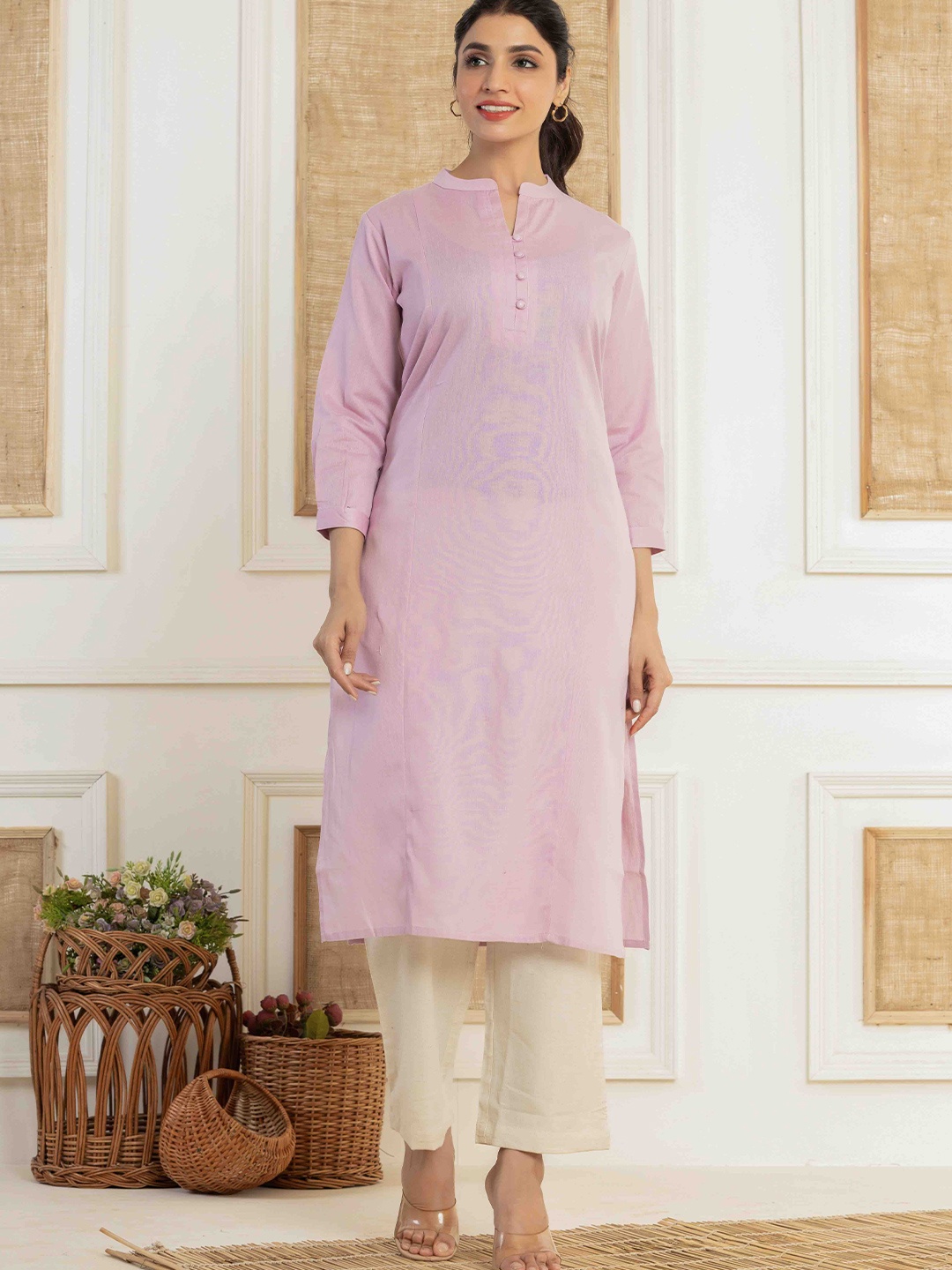 

Do Dhaage A-Line Cotton Kurta, Purple