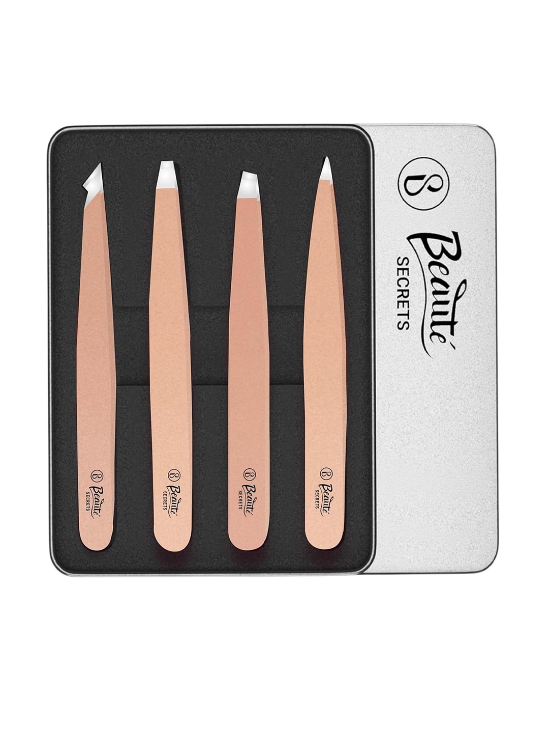 

Beaute Secrets Professional Luxury Stainless Steel Tweezers Set, Rose gold