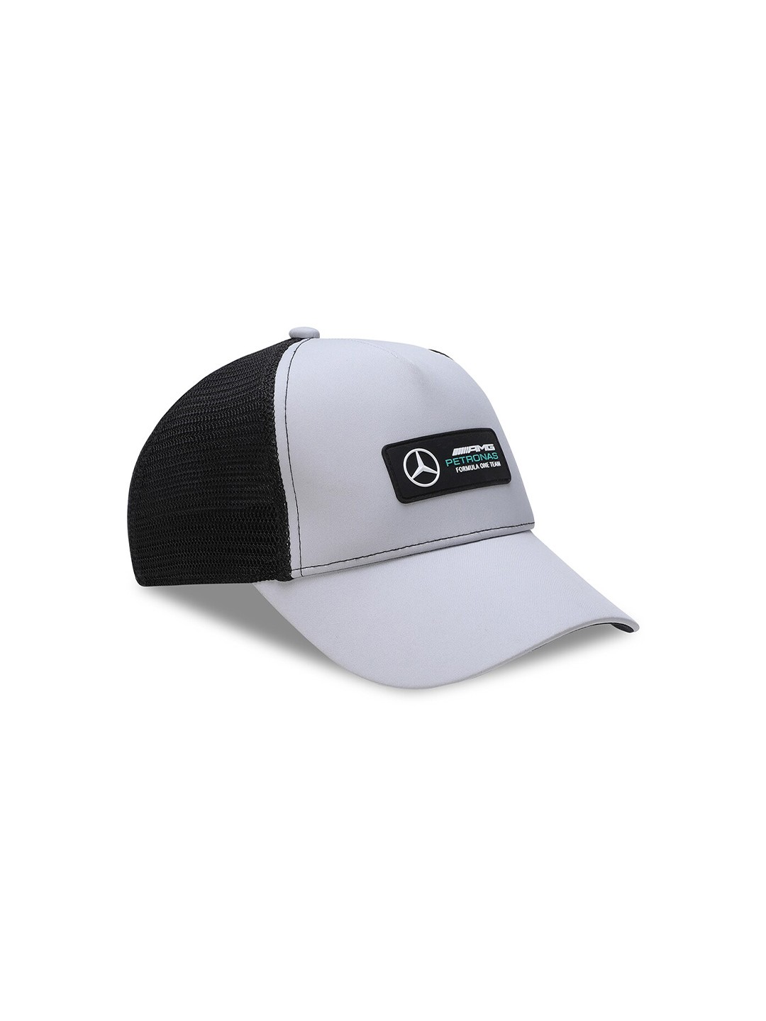 

PUMA Motorsport Men Mercedes-AMG PETRONAS Colourblocked Trucker Cap, Silver