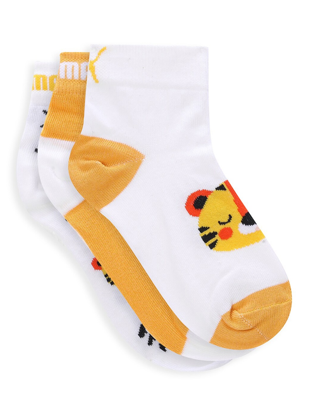 

Puma Kids Pack of 3 Printed Cotton Ankle-Length Socks, Orange