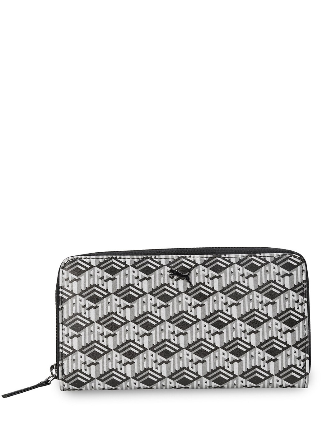 

Puma Women Monogram Geometric Printed Two Fold Wallet, Black