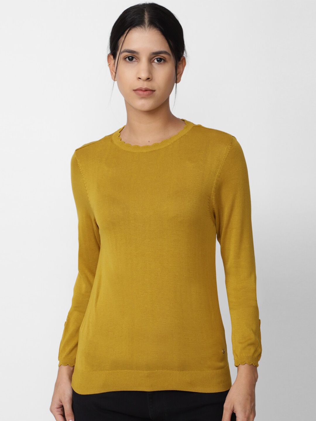 

Van Heusen Woman Round Neck Long Sleeves Casual Top, Yellow